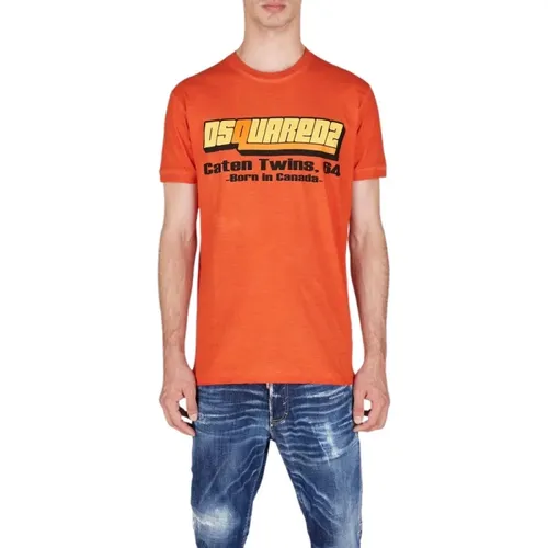 Herren Logo Baumwoll T-Shirt - Dsquared2 - Modalova