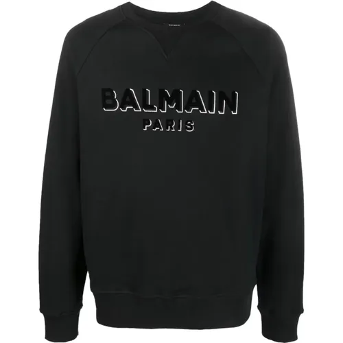 Logo Print Crew Neck Sweater , male, Sizes: M, L, XL - Balmain - Modalova