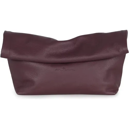 Burgundy Leather Foldable Handbag , female, Sizes: ONE SIZE - Cortana - Modalova