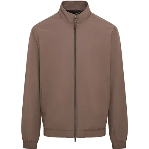 Tech Touch Bomber Jacket in Taupe , male, Sizes: L, XL - Canali - Modalova