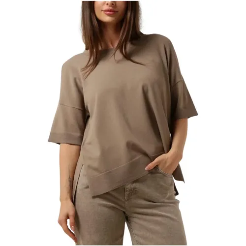 Braunes Basic T-Shirt O-Ausschnitt , Damen, Größe: L - Selected Femme - Modalova