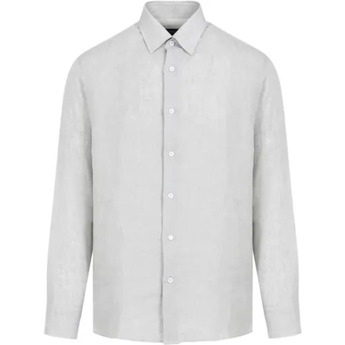 Grey Linen Shirt Pointed Collar , male, Sizes: S - Brioni - Modalova