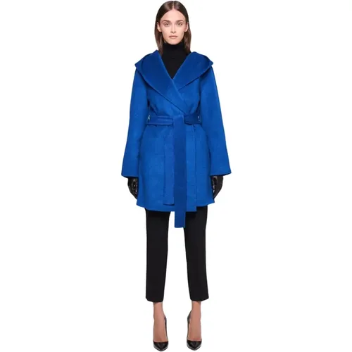 Blauer Mantel mit Kapuze und Gürtel , Damen, Größe: M - Silvian Heach - Modalova