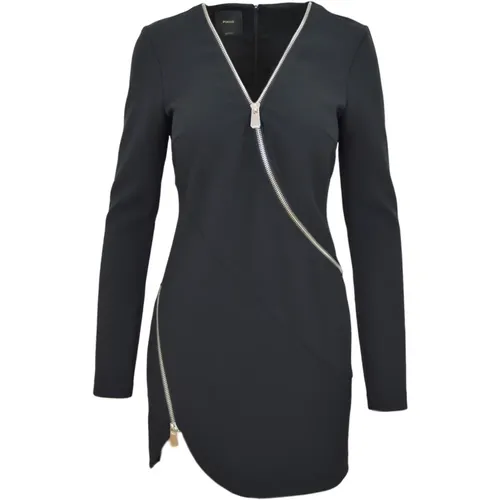 Crepe Stretch Kleid mit Metallreißverschluss - pinko - Modalova