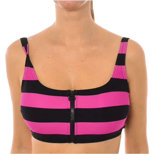 Rugby-inspiriertes Front-Zip-Bikini-Top , Damen, Größe: S - Michael Kors - Modalova