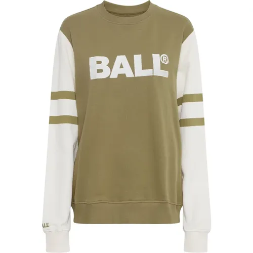 Grün Oliv Sweatshirt Langarm , Damen, Größe: 2XL - Ball - Modalova