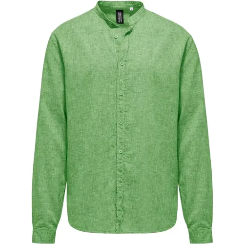 Linen/Cotton Mandarin Collar Shirt , male, Sizes: M, L, 2XL, XL - BomBoogie - Modalova