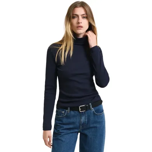 Gerippter Rollkragenpullover mit langen Ärmeln , Damen, Größe: XL - Gant - Modalova