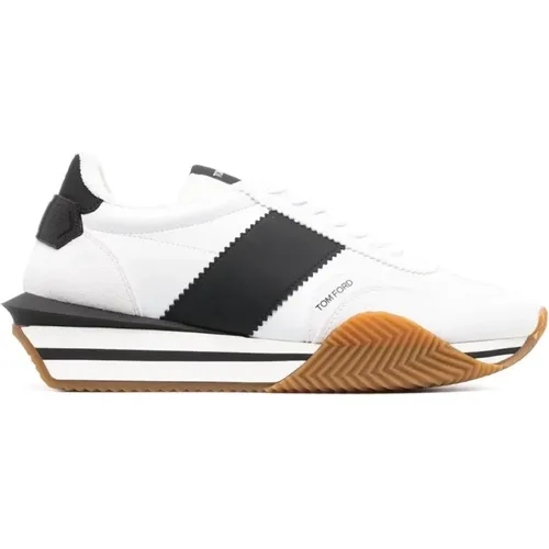 Weiße Lederpanel Sneakers , Herren, Größe: 40 EU - Tom Ford - Modalova