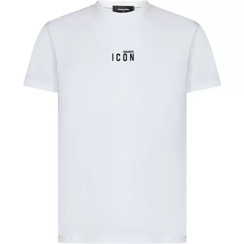 Weißes Logo Print T-Shirt , Herren, Größe: L - Dsquared2 - Modalova