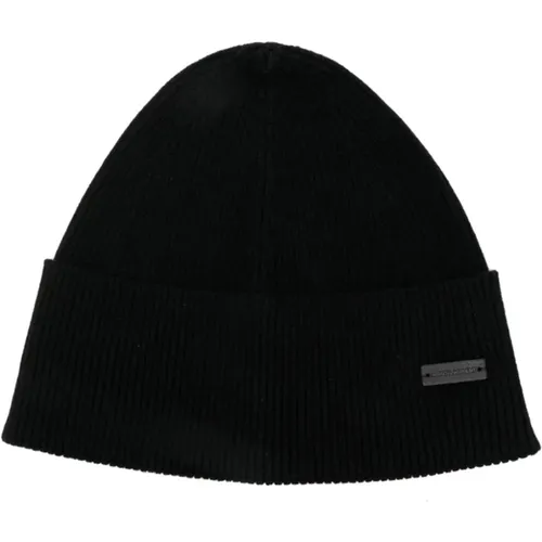 Cashmere Knit Logo Patch Hat , male, Sizes: ONE SIZE - Saint Laurent - Modalova