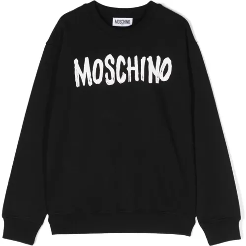 Schwarzer Pullover mit Logo-Print - Moschino - Modalova