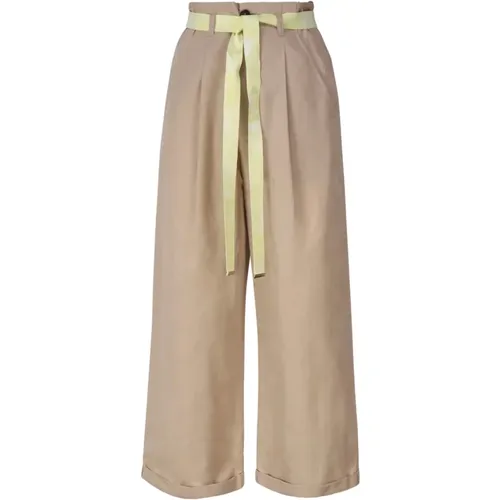 Beige Baumwolle Leinen Hose PINKO - pinko - Modalova