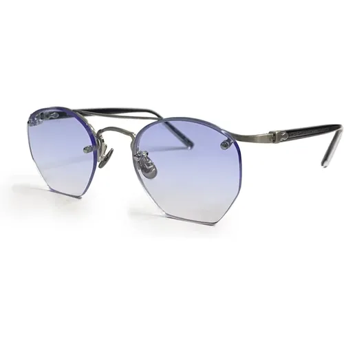 Brushed Silver/Blue Gradient Sunglasses , unisex, Sizes: 47 MM - Matsuda - Modalova