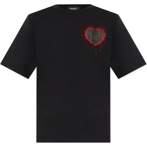 T-Shirt mit Applikation , Damen, Größe: 2XS - Dsquared2 - Modalova