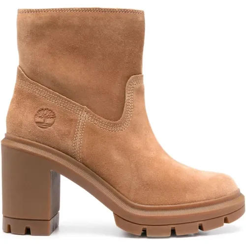 Braune Wildleder Stiefeletten mit Reißverschluss , Damen, Größe: 38 EU - Timberland - Modalova