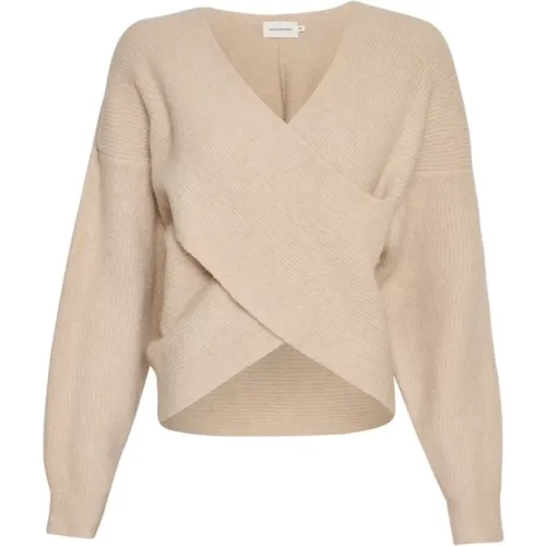 Wickel V-Ausschnitt Pullover , Damen, Größe: M/L - moss copenhagen - Modalova