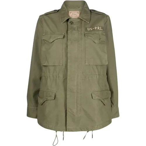 Olive Cotton Twill Military Jacket , female, Sizes: M - Ralph Lauren - Modalova