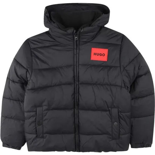 Schwarze Gepolsterte Wasserdichte Kinderjacke , Herren, Größe: 140 CM - Hugo Boss - Modalova