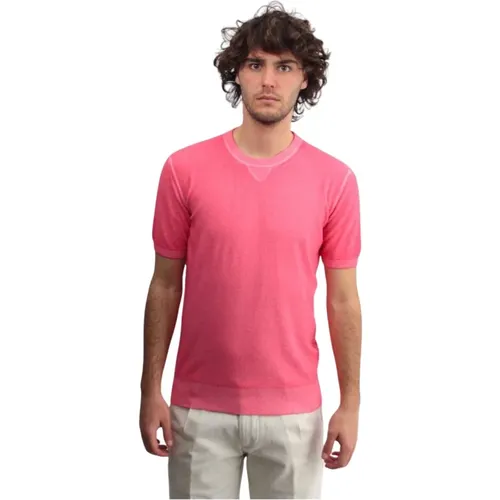 Weiches Rosa Geripptes Shirt , Herren, Größe: XL - Kangra - Modalova