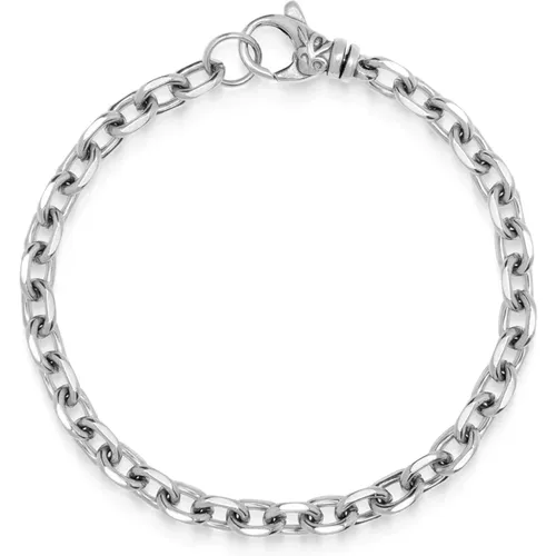 Men's Silver 4mm Cable Chain Bracelet , male, Sizes: L, 2XL, M, XL - Nialaya - Modalova