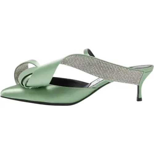 Pre-owned Satin sandals , female, Sizes: 4 1/2 UK - Sergio Rossi Pre-owned - Modalova