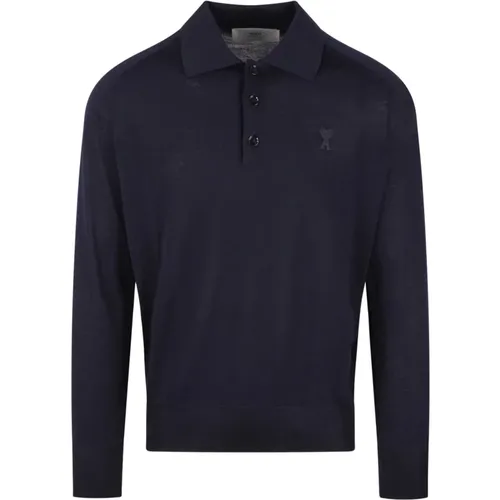 Tonal Herz Besticktes Wollpolo , Herren, Größe: XL - Ami Paris - Modalova