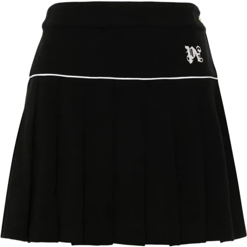 Piqué Weave Skirt with Embroidery , female, Sizes: XS - Palm Angels - Modalova