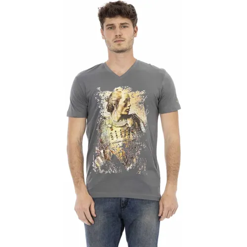 Kurzarm V-Ausschnitt T-Shirt , Herren, Größe: S - Trussardi - Modalova