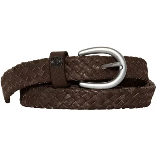 Braided Leather Belt Chocolate , female, Sizes: 85 CM - Gustav - Modalova