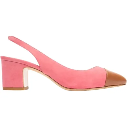 Rosa Wildleder Blockabsatz Slingback Pumps - Scarosso - Modalova