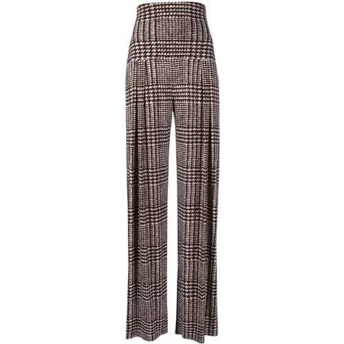 Houndstooth Pleated Trousers , female, Sizes: 2XS, S, XS - Norma Kamali - Modalova