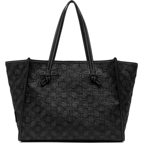 Straw Shopping Bag with Leather Details , female, Sizes: ONE SIZE - Gianni Chiarini - Modalova