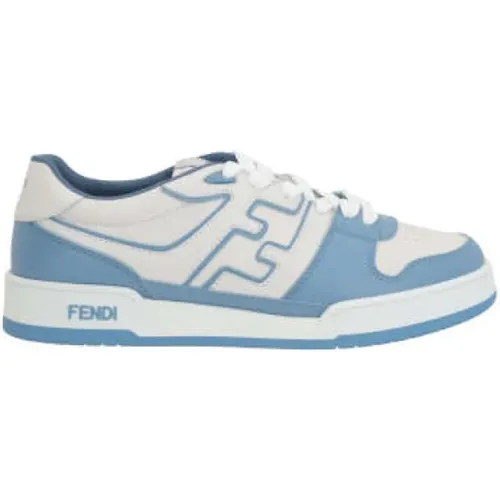 Low-Top Leather Sneakers White Blue , male, Sizes: 8 UK, 9 UK, 10 UK, 7 UK, 11 UK - Fendi - Modalova