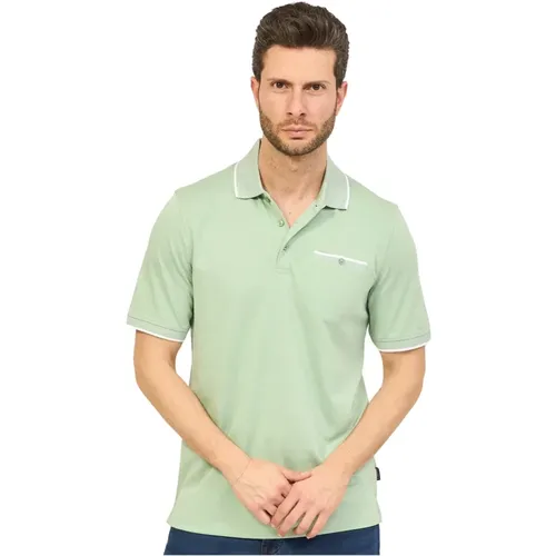 Grünes Poloshirt mit Tasche und Kontrastdetails , Herren, Größe: 4XL - Bugatti - Modalova