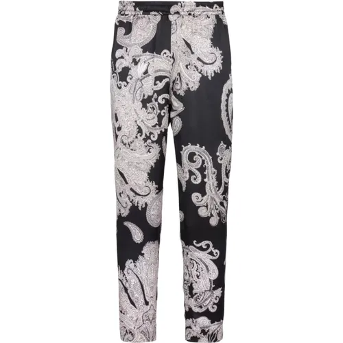 Paisley print silk Trousers , male, Sizes: M - Balmain - Modalova