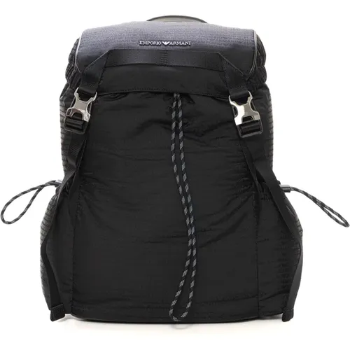 Logo Rucksack mit Frontknopfverschluss , Herren, Größe: ONE Size - Emporio Armani - Modalova