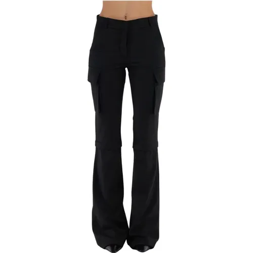 Flannel Multipockets Flare Pants , female, Sizes: S, L, M - Andrea Adamo - Modalova