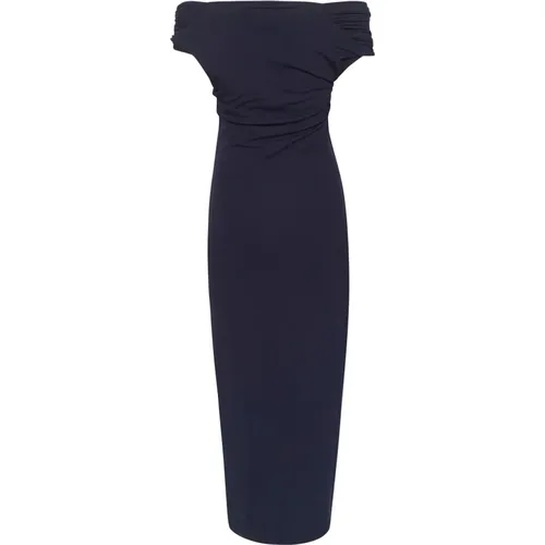 Elegant Off-Shoulder Draped Dress Total Eclipse , female, Sizes: L, 2XL, XL, M - My Essential Wardrobe - Modalova