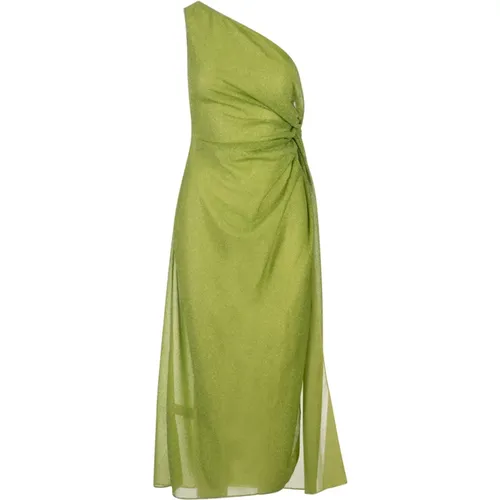 Grünes One-Shoulder Midi Kleid - Oseree - Modalova