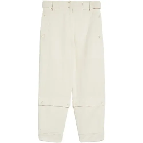 Elegante Elfenbeinfarbene Baumwollhose - Max Mara Weekend - Modalova