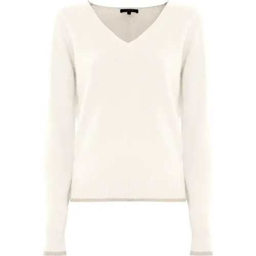 Angora Wolle V-Ausschnitt Pullover , Damen, Größe: L - Kocca - Modalova