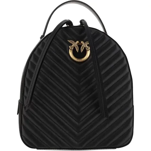 Gepolsterter Chevron-Leder-Rucksack - pinko - Modalova