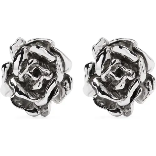Silver Rose Earrings , female, Sizes: ONE SIZE - Blumarine - Modalova