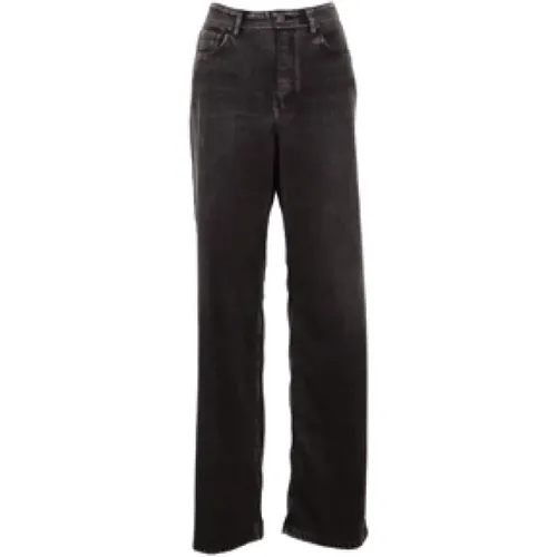 Grey Oversize Denim Effect Trousers , female, Sizes: S - Balenciaga - Modalova