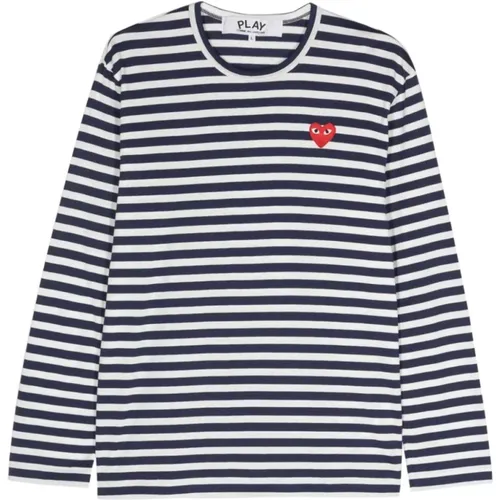 Striped T-shirt with Logo , male, Sizes: L, S, M, XL - Comme des Garçons - Modalova