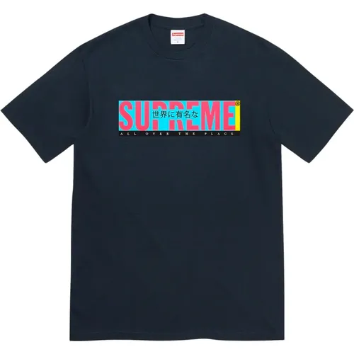 Klassisches Navy All Over Tee , Herren, Größe: L - Supreme - Modalova