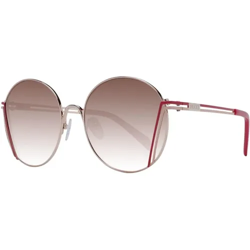 Roségoldene Runde Sonnenbrille mit Verlaufsgläsern , Damen, Größe: ONE Size - EMILIO PUCCI - Modalova