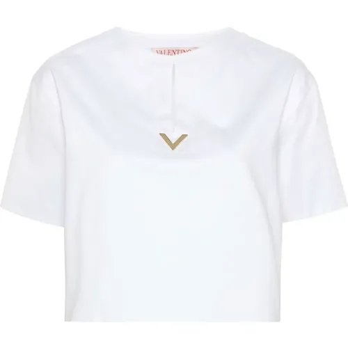 Goldenes VLogo Cropped T-Shirt - Valentino Garavani - Modalova