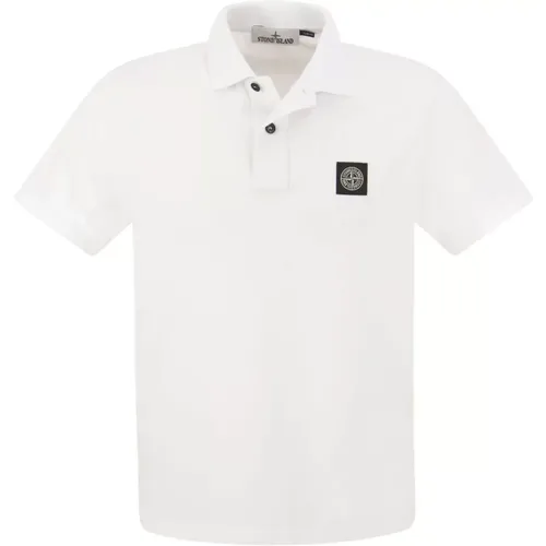 Slim Fit Baumwoll-Polo-Shirt mit Windrose-Logo-Patch , Herren, Größe: L - Stone Island - Modalova